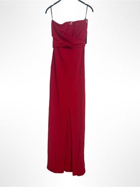 Lulu's Strapless Red Gown with Front Slit